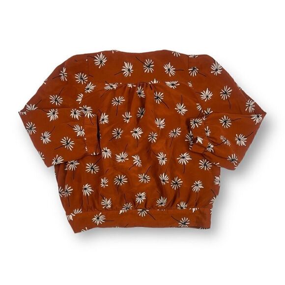 Madewell Wrap Silk Blouse In Fresh Daisies Top Size Extra Small - Picture 7 of 9